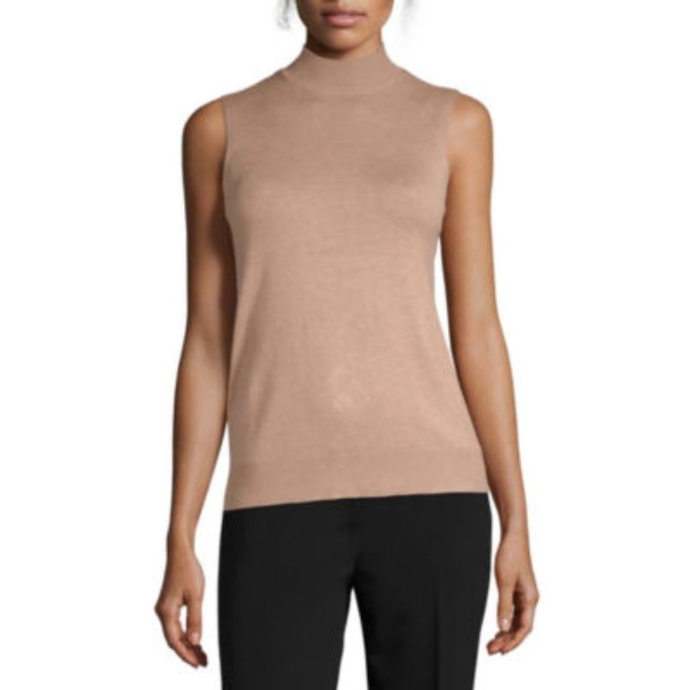 Worthington Womens Mock Neck Sleeveless Pullover Sweater